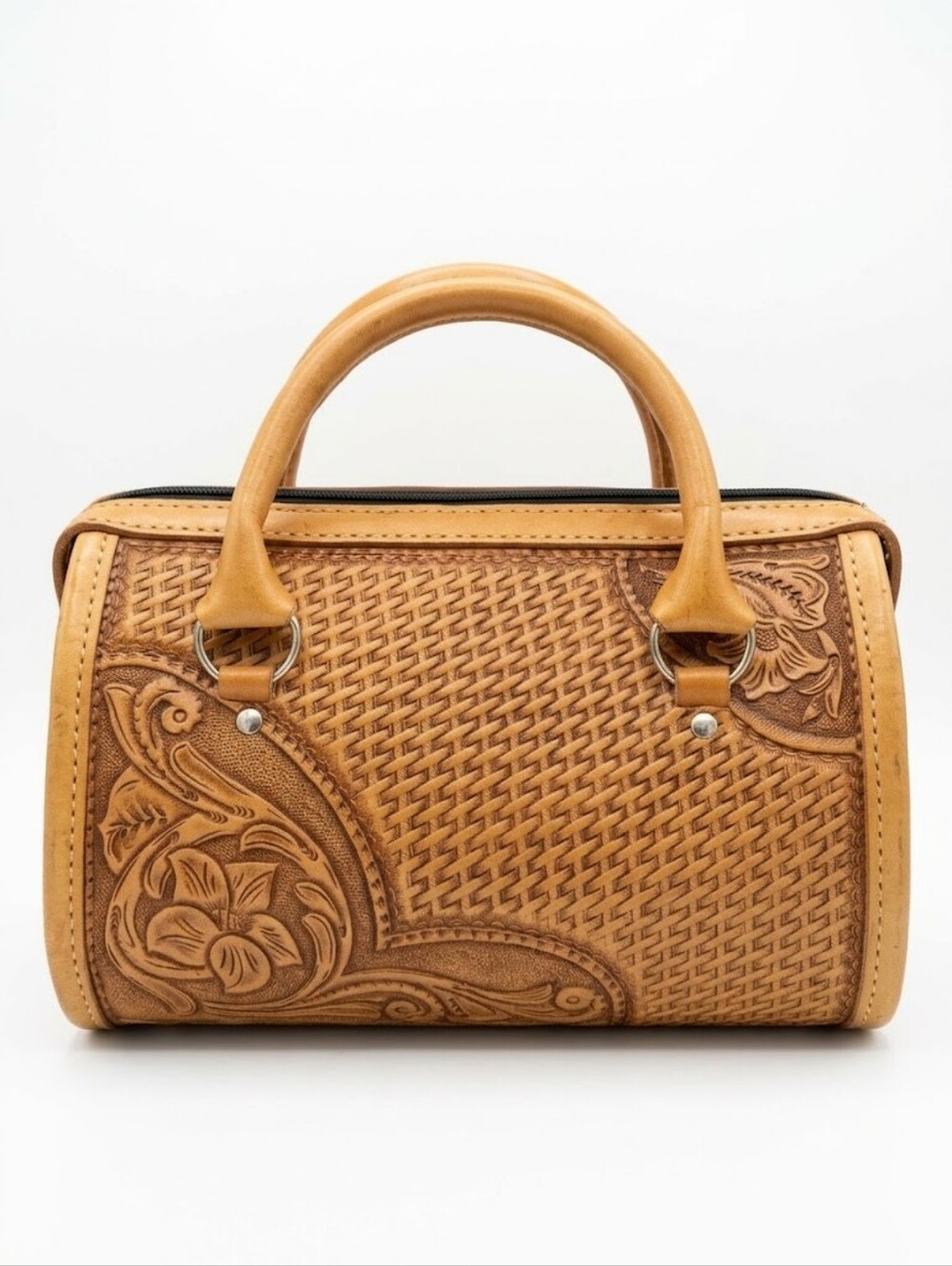 EUC One Of A Kind Leather Boston Style Bag - JR Matthews